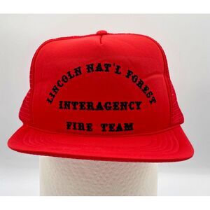 Lincoln Natl Forest Interagency Fire Team Red Trucker Hat Snapback Adjustable